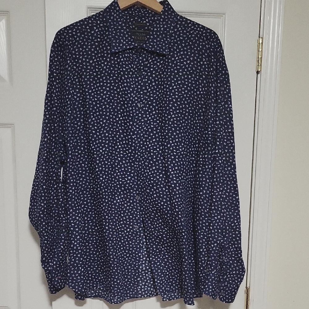 Jos. A. Bank Blue and White Boxy Buttoned Dress Shirt